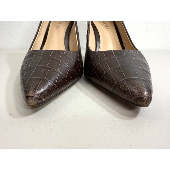 Coach Smith Classic Crocodile Chestnut Leather Heels Size 9.5B - Picture 10 of 13